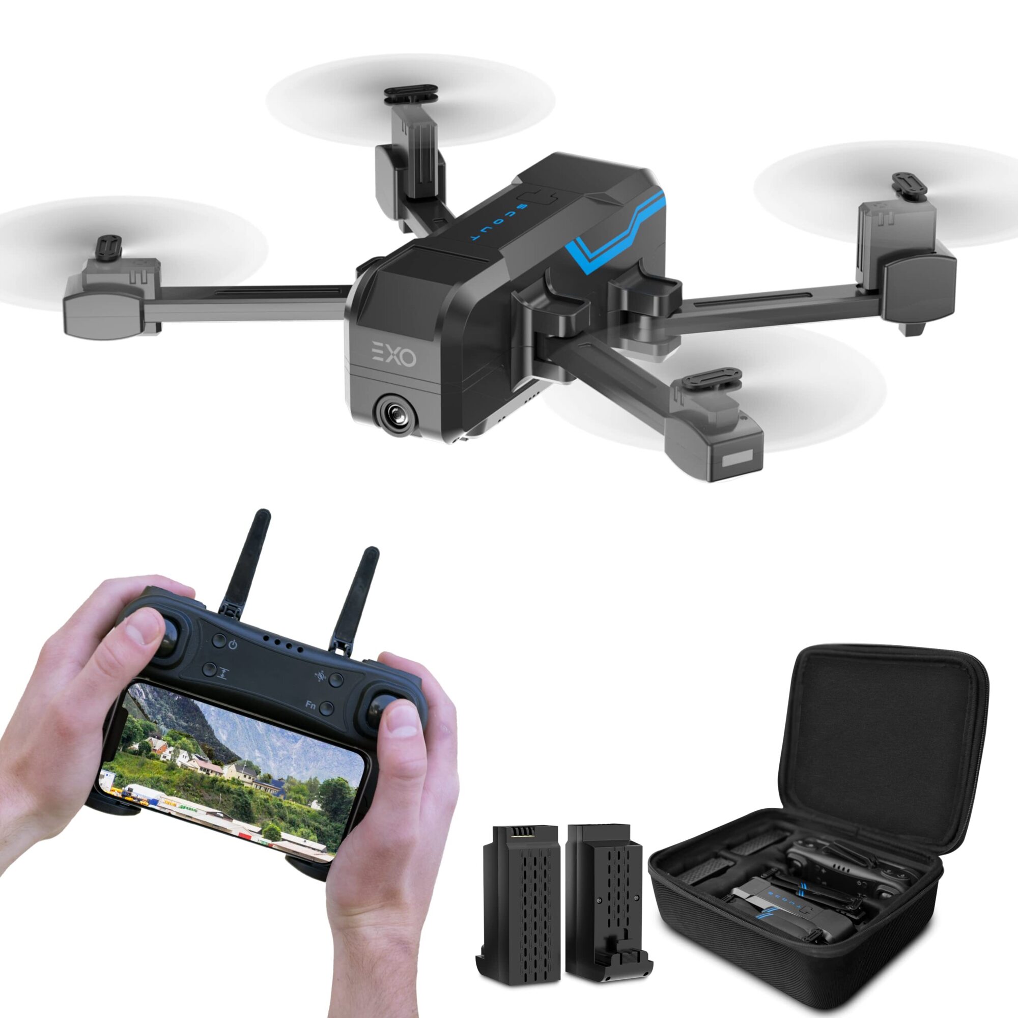 EXO Scout Drone with Camera, Model# EXODROESCOBL1BTC